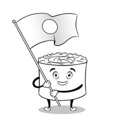 Sushi lunch cartoon coloring page Royalty Free Vector Image