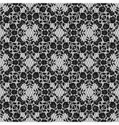Lace black seamless pattern with flowers on white Vector Image