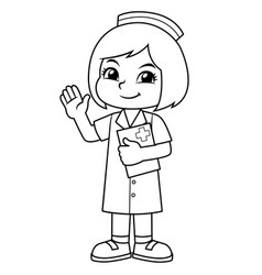 Nurse girl friendly welcoming pose Royalty Free Vector Image