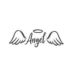 Angel wing with halo and lettering text Royalty Free Vector