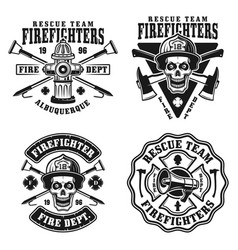 Firefighters set four isolated emblems Royalty Free Vector