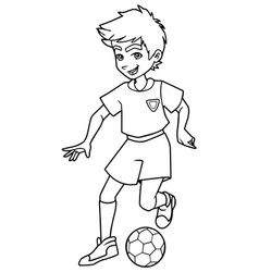 Football boy standing line art Royalty Free Vector Image