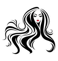 Women long hair style icon logo women face on Vector Image