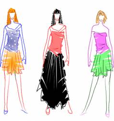 Fashion girls designer silhouette sketch Vector Image