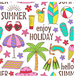 Summer flat icons and text heading Royalty Free Vector Image