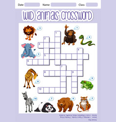 Wild animals crossword concept Royalty Free Vector Image