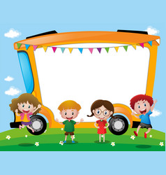 Background template with school kids Royalty Free Vector