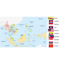 Asean economic community aec map grey map with Vector Image