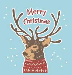 hand drawn holiday card in sweater merry christmas vector image