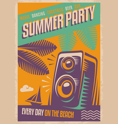 Summer party retro poster Royalty Free Vector Image