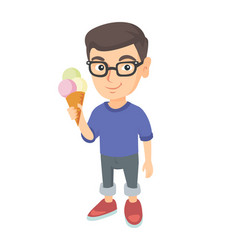 Little caucasian boy holding an ice cream cone Vector Image