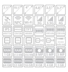 Smartphone specification flat line icons gadget Vector Image