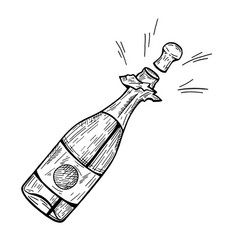 Champagne bottle with cork popping out Royalty Free Vector