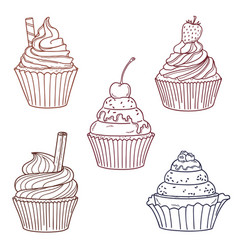 Set cupcake Royalty Free Vector Image - VectorStock