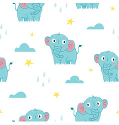 Seamless print with cute little elephants Vector Image