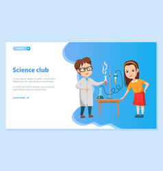 Girl and boy doing science experiment Royalty Free Vector