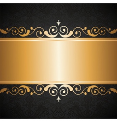 Vintage gold frame on black background Royalty Free Vector