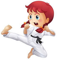 A young lady doing karate Royalty Free Vector Image