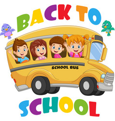 Happy children cartoon come with backpacks Vector Image