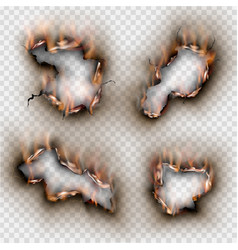 Set hole torn in ripped paper with burnt Vector Image