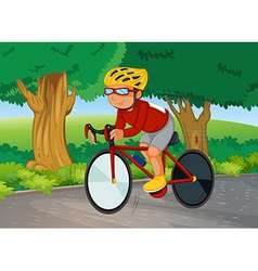 A boy biking wearing helmet Royalty Free Vector Image