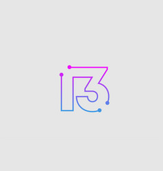 Number 13 logo icon design in pink blue colors Vector Image