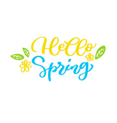 Hello spring hand drawn calligraphy and brush pen Vector Image