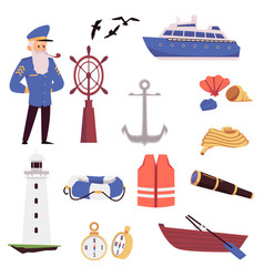 Cartoon nautical elements Royalty Free Vector Image