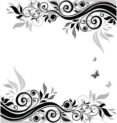 Black and white floral banner Royalty Free Vector Image