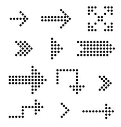 Dots arrow icon set halftone arrows Royalty Free Vector