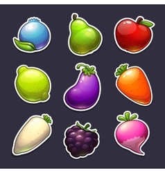 Cartoon app icons with fruits and vegetables Vector Image