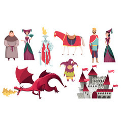 Medieval kingdom characters middle ages Royalty Free Vector