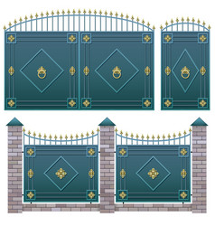 Fairy stone fence with gate Royalty Free Vector Image