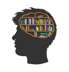 Human head with books Royalty Free Vector Image