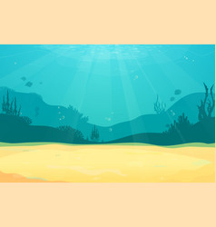 Underwater scene cartoon flat background with fish