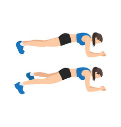 Woman doing plank leg extension pulses exercise Vector Image