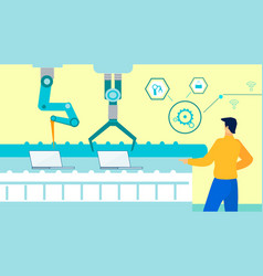 Happy man with computer Royalty Free Vector Image