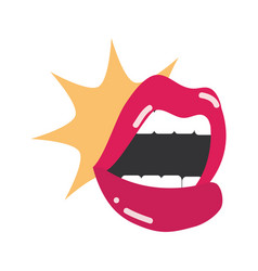 Cartoon sticker red lipstick Royalty Free Vector Image