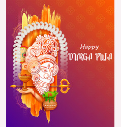 Goddess durga face in happy durga puja background Vector Image