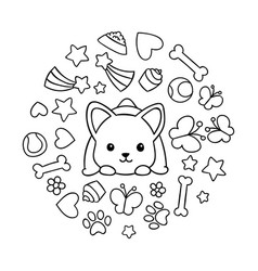 Coloring pages black and white cute kawaii hand Vector Image