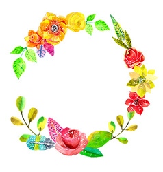 Flower watercolor wreath for beautiful design Vector Image