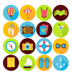 Flat icons summer beach Royalty Free Vector Image