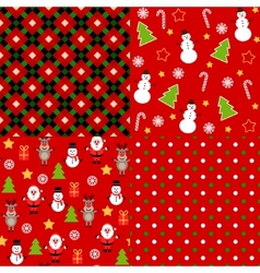 Retro style christmas seamless patterns set Vector Image