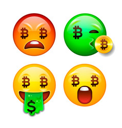 Set of cute smiley emoticons emoji flat design Vector Image