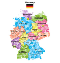 Germany states and districts colored map Vector Image