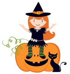 Cute little witches set Royalty Free Vector Image