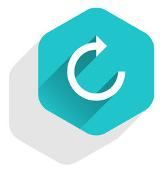 Flat arrow sign refresh icon hexagon button Vector Image