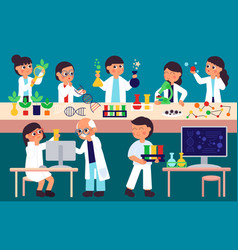 Scientist doing experiment in science lab Vector Image