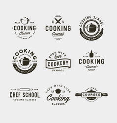 Set vintage cooking classes logos retro styled Vector Image