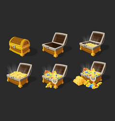 Animated treasure chest with red precious gem Vector Image